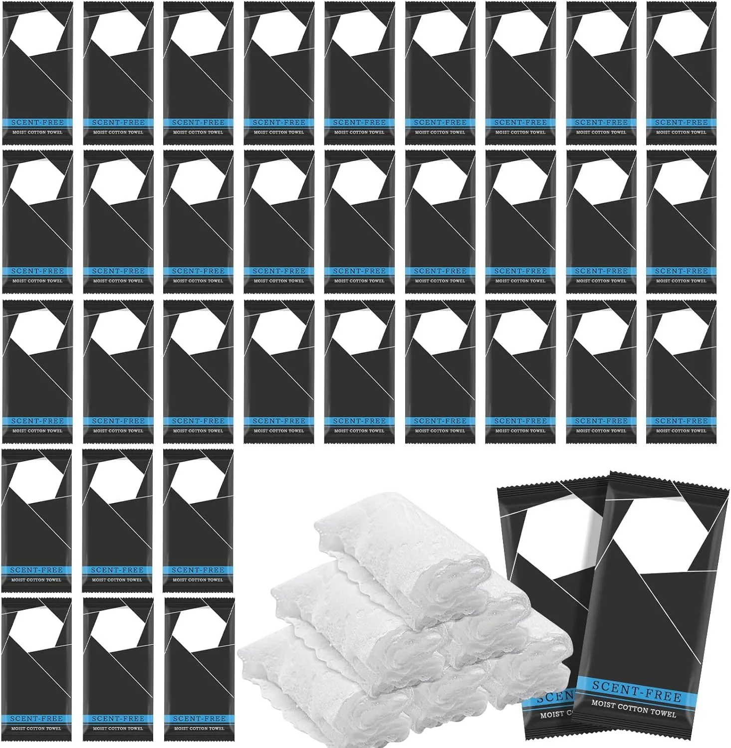 100 Pcs Moist Towel Bulk Moist Towelettes Individually Wrapped,White Towel Services,8.5''x8.5'' Unscented Wet Hand Towels,Disposable Refreshment Pre Moistened Towels for Travel Camping Sport Spa Party