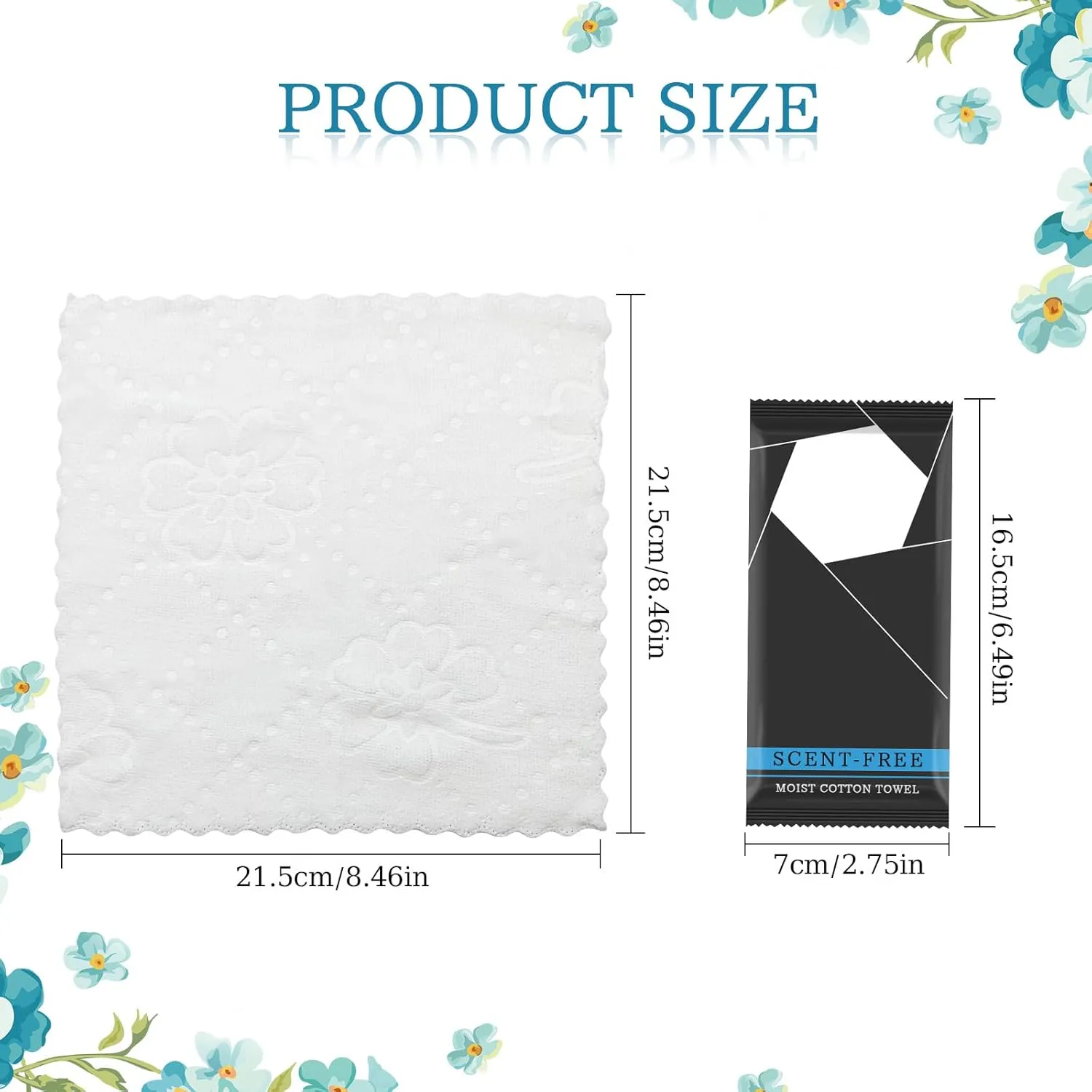 100 Pcs Moist Towel Bulk Moist Towelettes Individually Wrapped,White Towel Services,8.5''x8.5'' Unscented Wet Hand Towels,Disposable Refreshment Pre Moistened Towels for Travel Camping Sport Spa Party