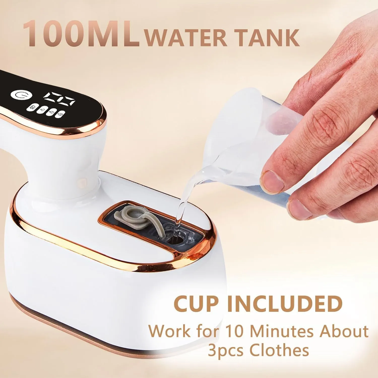 1000w Travel Steamer Iron for Clothes LED Portable Mini Steam Ironing Machine Handheld Small Travel Size Traveling Garment Hand Held Steamer for Clothing Travel Dorm Essentials College Home Room white