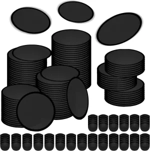 100PCS Foldable Flying Disc Fans with Bags, 9.8'' DIY Handheld Black Egde Fabric Folding Fan for Outdoor Game Activities Birthday Party Favors Gifts, Black
