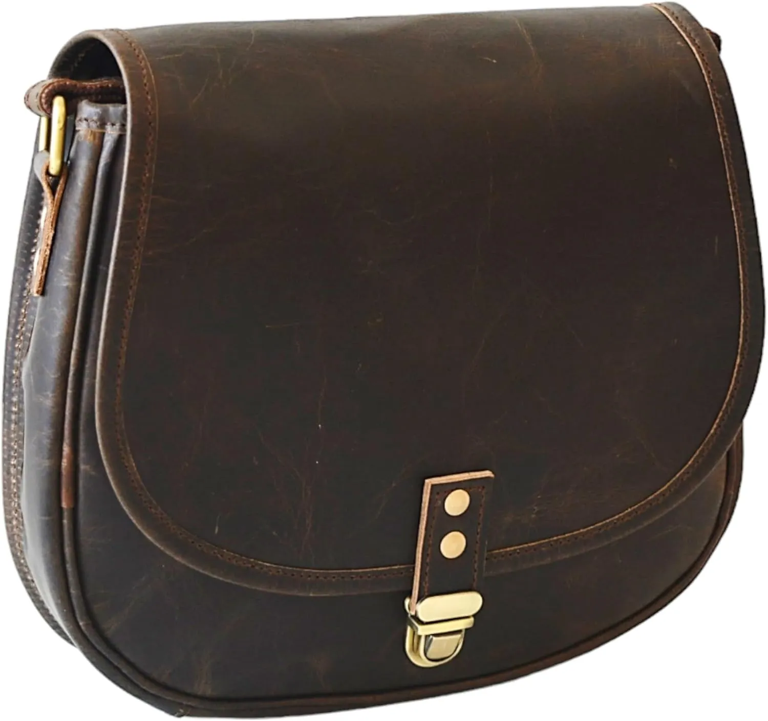 11 inch Crossbody bag for women Handmade Genuine Buff Leather Vintage Shoulder Brown Handbag Purse.