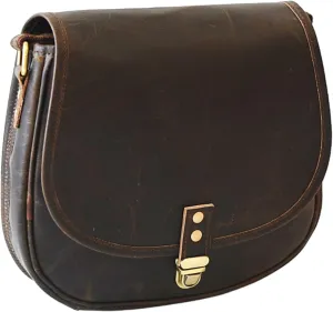 11 inch Crossbody bag for women Handmade Genuine Buff Leather Vintage Shoulder Brown Handbag Purse.