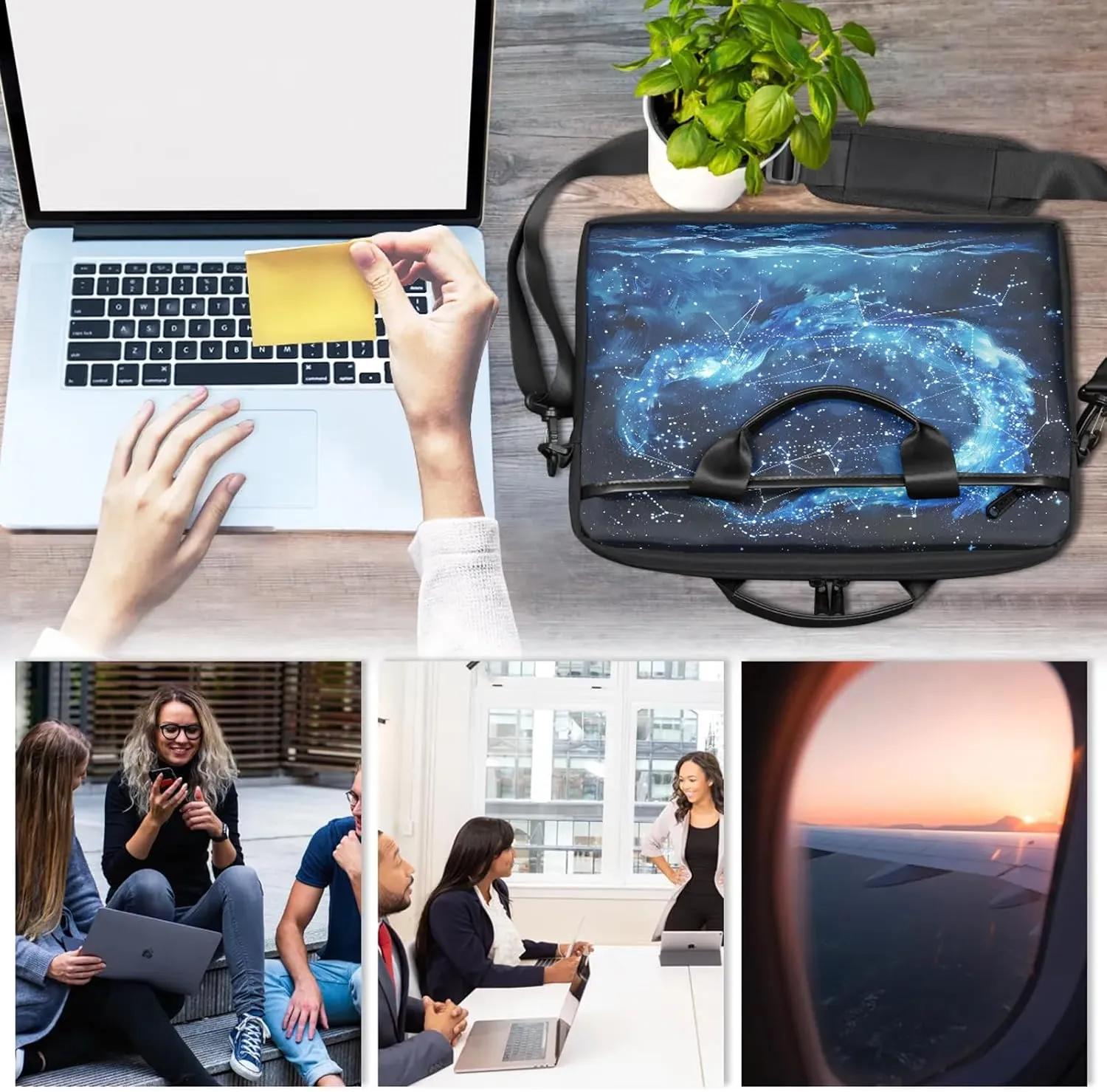 13-15 Inch Abstract Striped Handy Laptop Bag Colorful Striped Shoulder Laptop Bag For Work, School, Travel And More