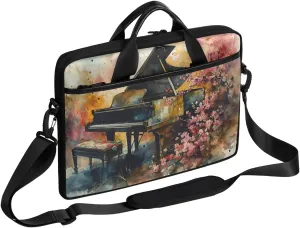 13-15 inch Piano Roses portable laptop bag Abstract Piano single shoulder laptop bag, suitable for work, travel, and other purposes