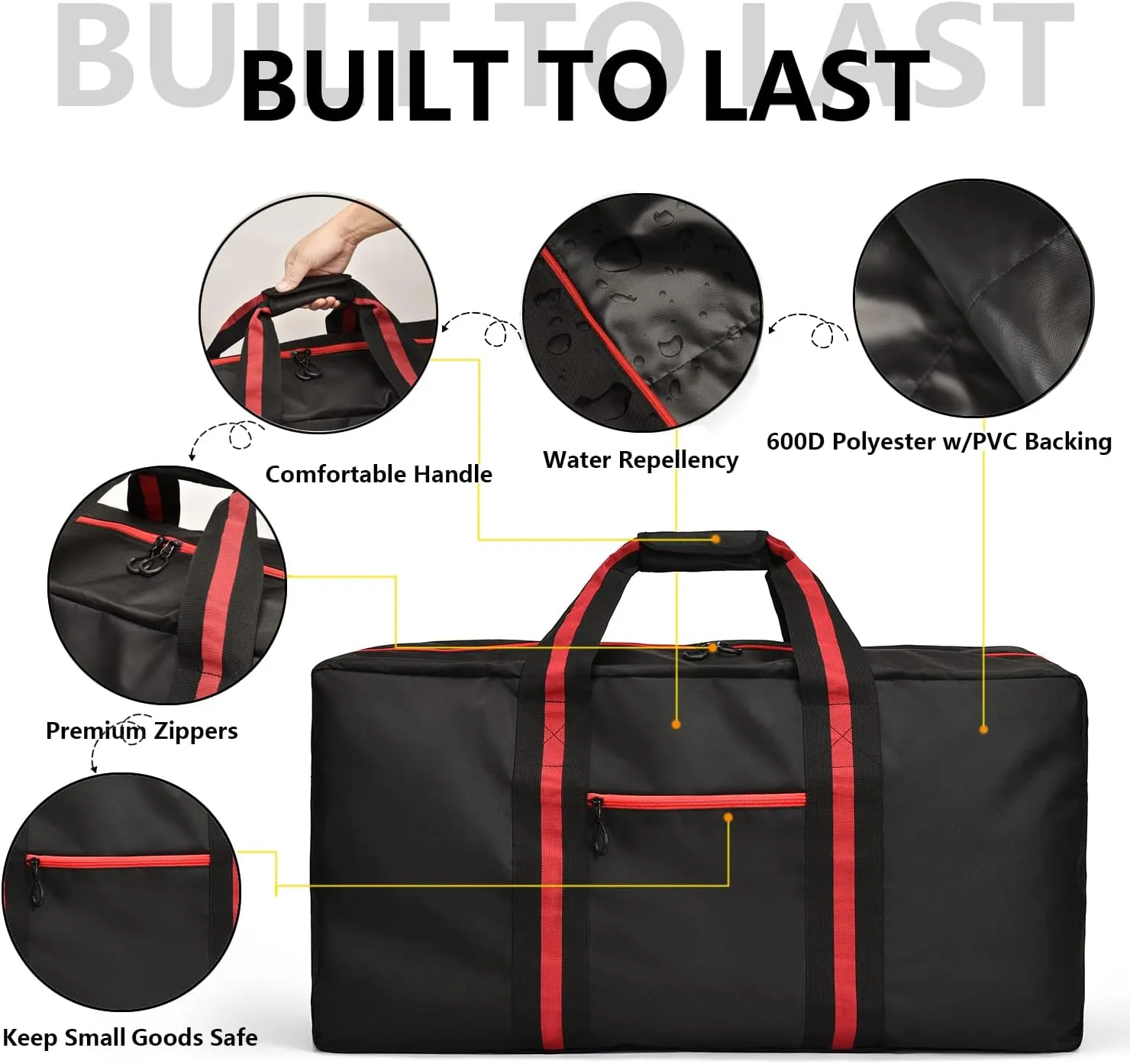 150L Large Duffle Bag for Travel 37” Diffle Bag for Overnight Weekender Camping, Storage for Men Women, Classic Red