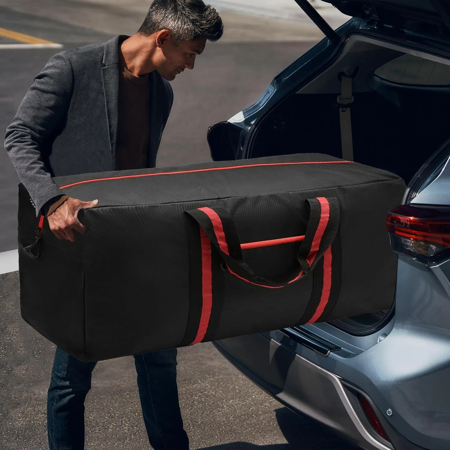 150L Large Duffle Bag for Travel 37” Diffle Bag for Overnight Weekender Camping, Storage for Men Women, Classic Red