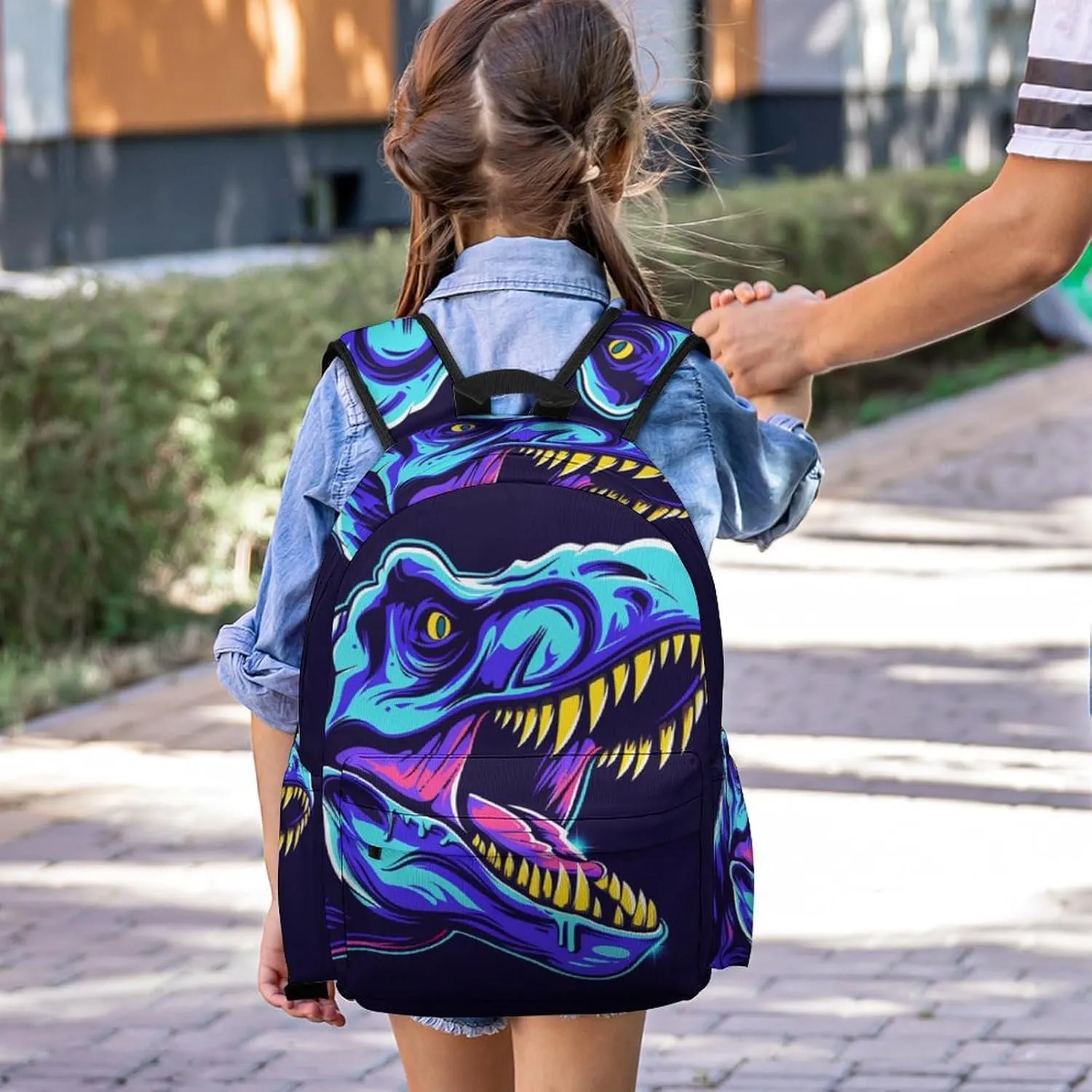 16 Inch Backpack Dinosaur T-Rex Head Laptop Backpack School Bookbag Shoulder Bag Casual Daypack