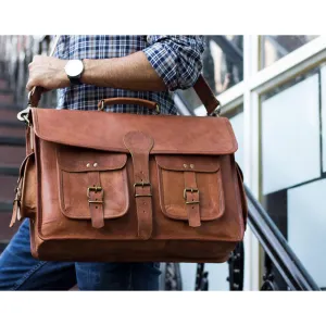 16" Leather Briefcase – Handmade Laptop Messenger Bag | Best Satchel