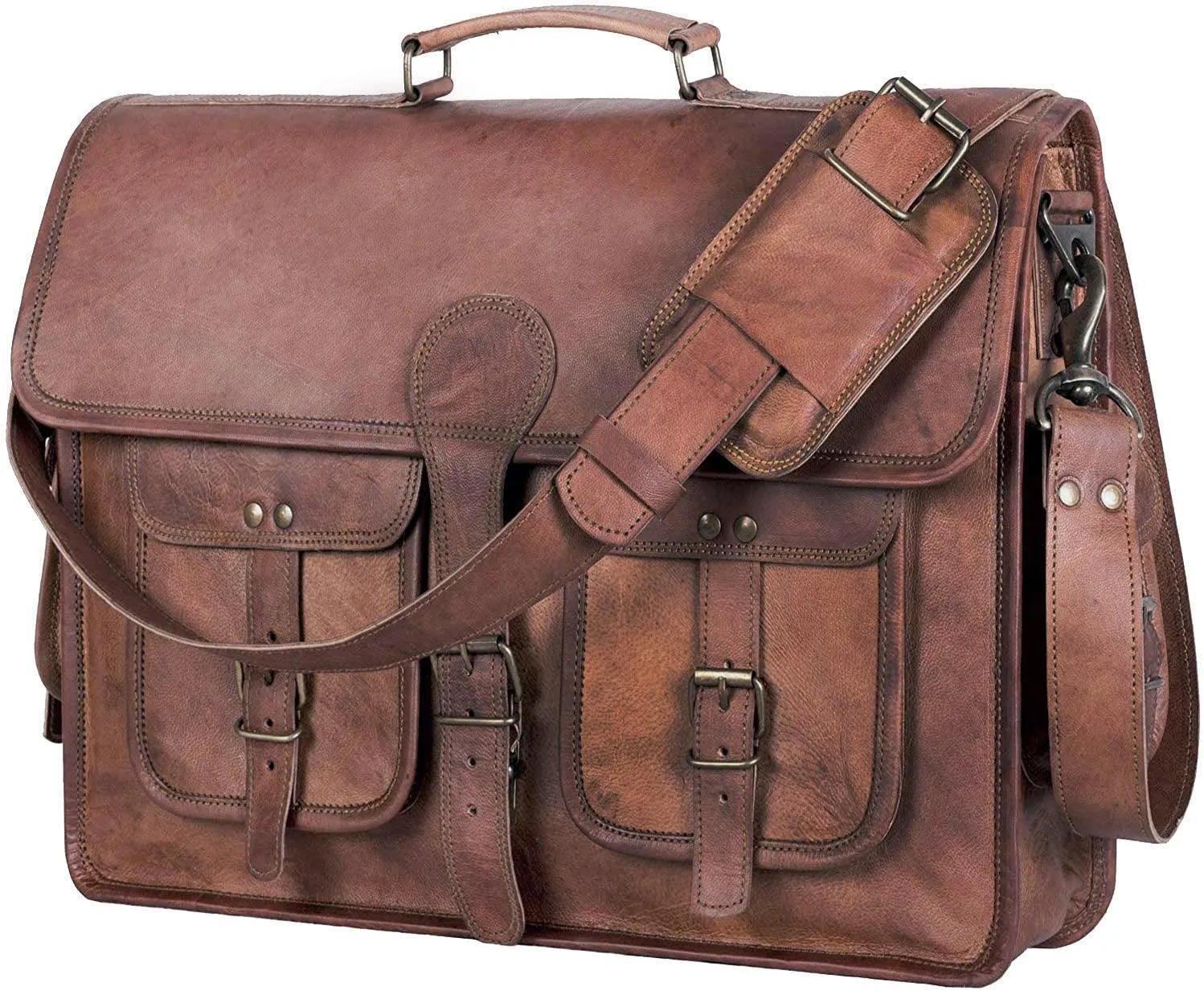 16" Leather Briefcase – Handmade Laptop Messenger Bag | Best Satchel