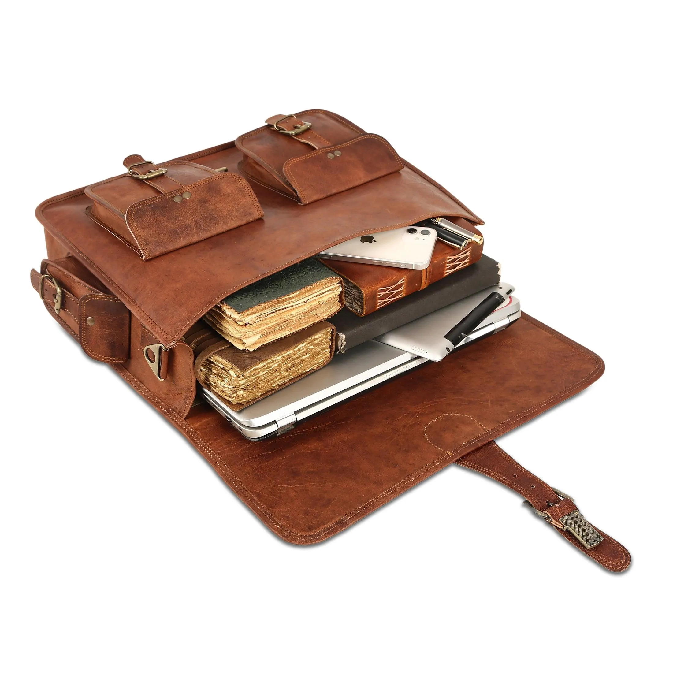 16" Leather Briefcase – Handmade Laptop Messenger Bag | Best Satchel