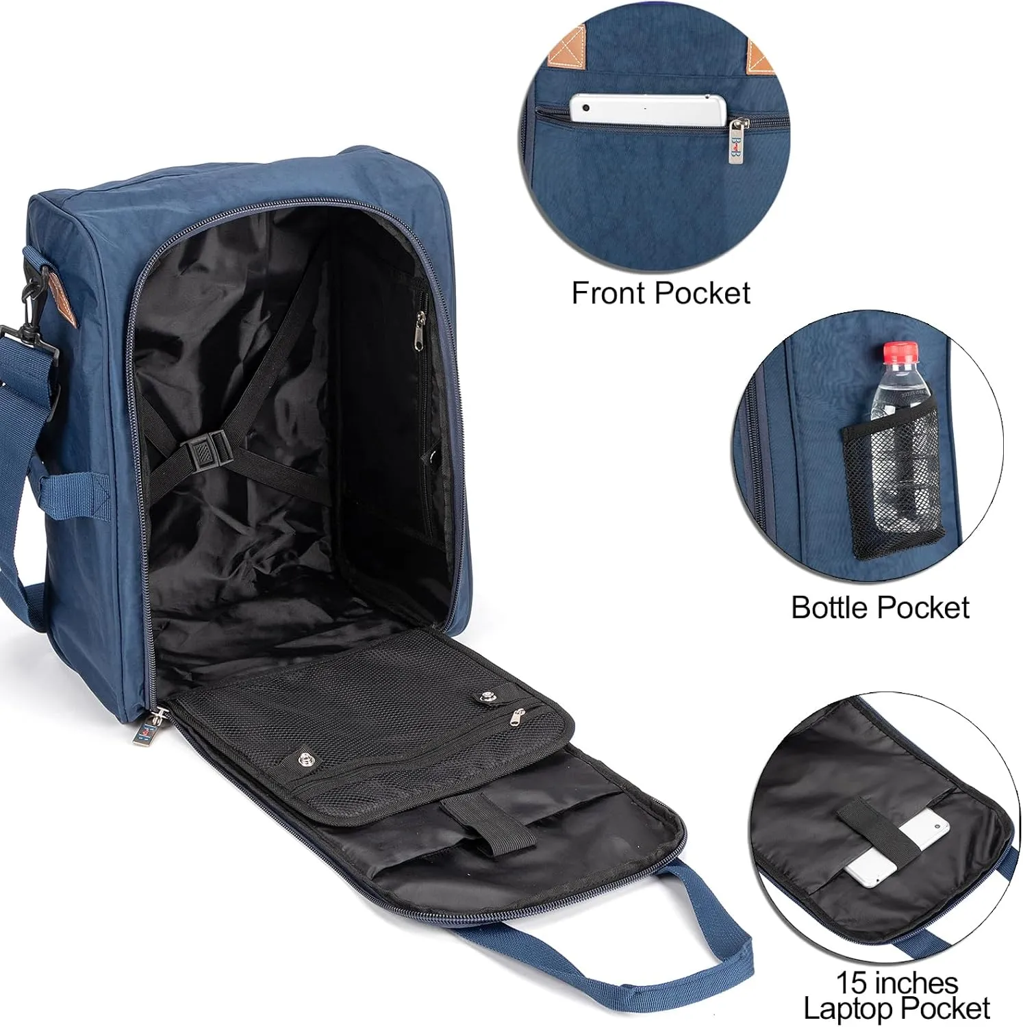 17X13X8 Inches JetBlus Airlines Personal Item Under Seat Duffel bag Suitable for Major Airlines including Spirit, Jetblue, Frontier, and American - Duffel Bag Design (Navy)