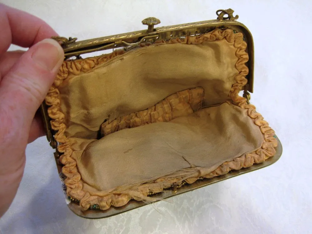 1920s Art Deco Egyptian Revival Beaded Flapper Purse French Micro Bead Handbag