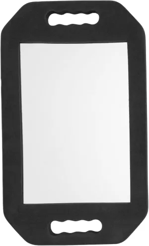 1Pc Handheld Makeup Mirror Rectangular Check Mirror for Hair Salon Home Use Fashionable Black Design Portable Beauty Accessory