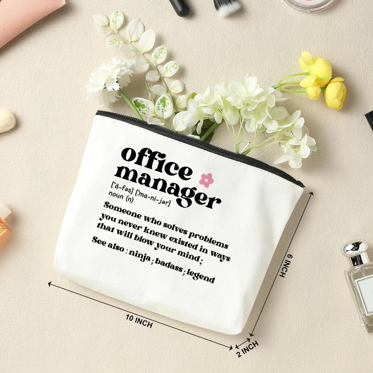 2 PCS Office Manager Gifts for Women: Makeup Bag, Travel Toiletry Bag for Boss Lady, Leader, Retirement, Christmas