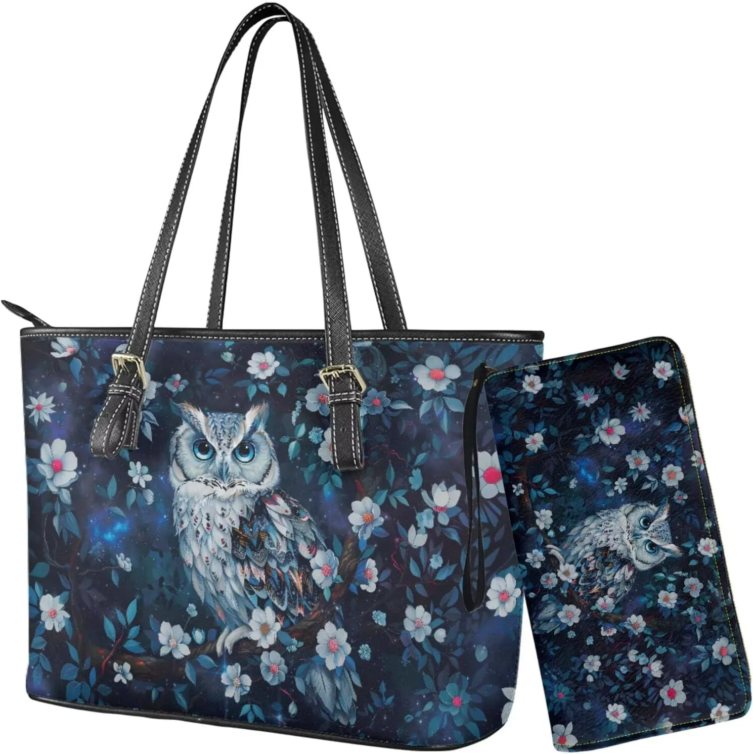 2 PCS Women Handbags Purses Wallet Tote Shoulder Bags Casualfor Ladies, Leather Tote Satchel Purse Set