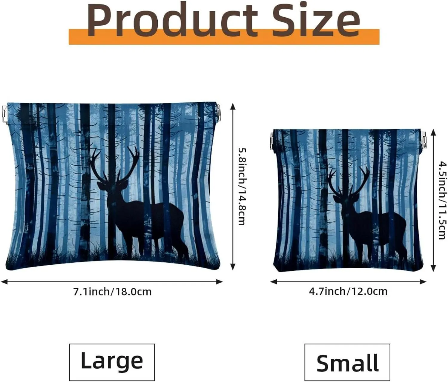 2 Piece Faux Leather Pocket Box, Small Makeup Pouch, Portable Travel Makeup Bag for Women, Travel Makeup Bag for Cosmetics Jewelry, Forest Elk Animal Navy Blue