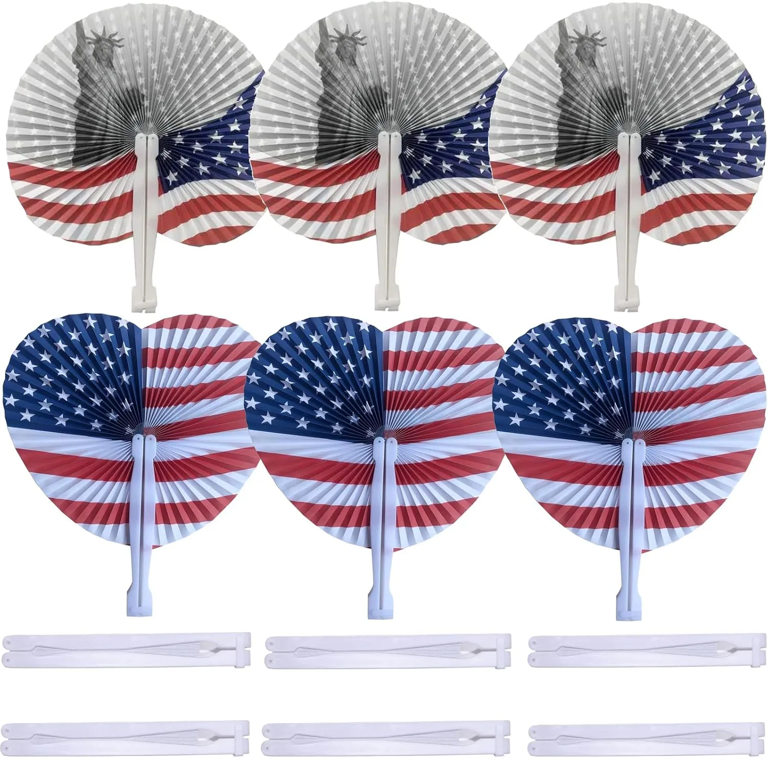 20 Pack Stars & Stripes Paper Fans Bulk July 4th Patriotic Themed American Flag Folding Paper Fans Decoration Party Fans Set for Birthday Wedding Graduation Events Accessories