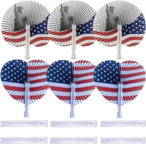 20 Pack Stars & Stripes Paper Fans Bulk July 4th Patriotic Themed American Flag Folding Paper Fans Decoration Party Fans Set for Birthday Wedding Graduation Events Accessories