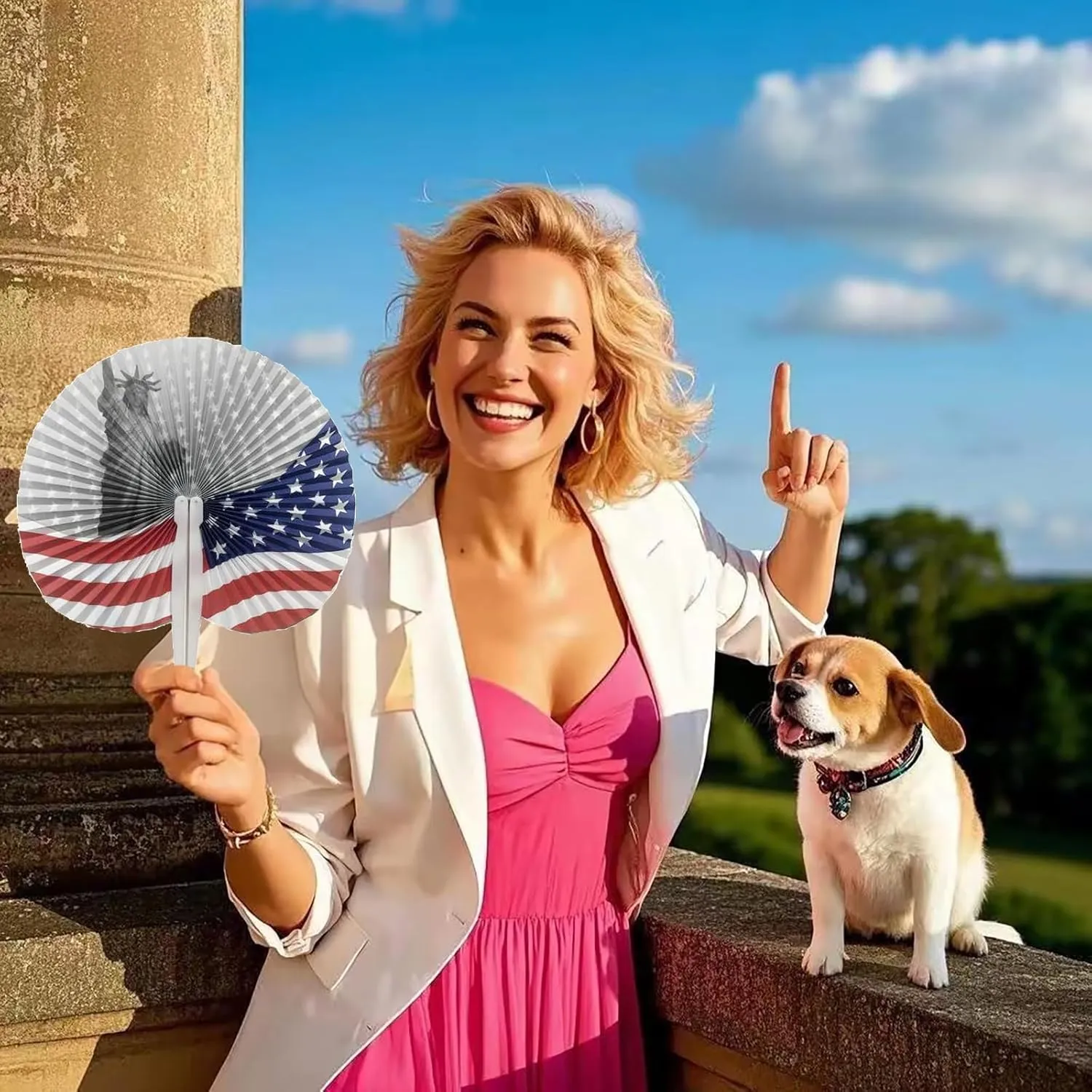 20 Pack Stars & Stripes Paper Fans Bulk July 4th Patriotic Themed American Flag Folding Paper Fans Decoration Party Fans Set for Birthday Wedding Graduation Events Accessories