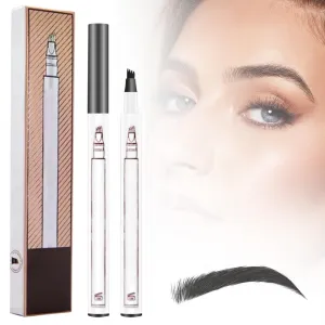 2025 New Waterproof Eyebrow Pencil with Micro-fork Tip, 3D Waterproof Microblading Eyebrow Pen 4 Fork Tip Tattoo Pencil, Eye Brow Pencils Makeup Long Lasting Fine Stroke Pencils (Grey)