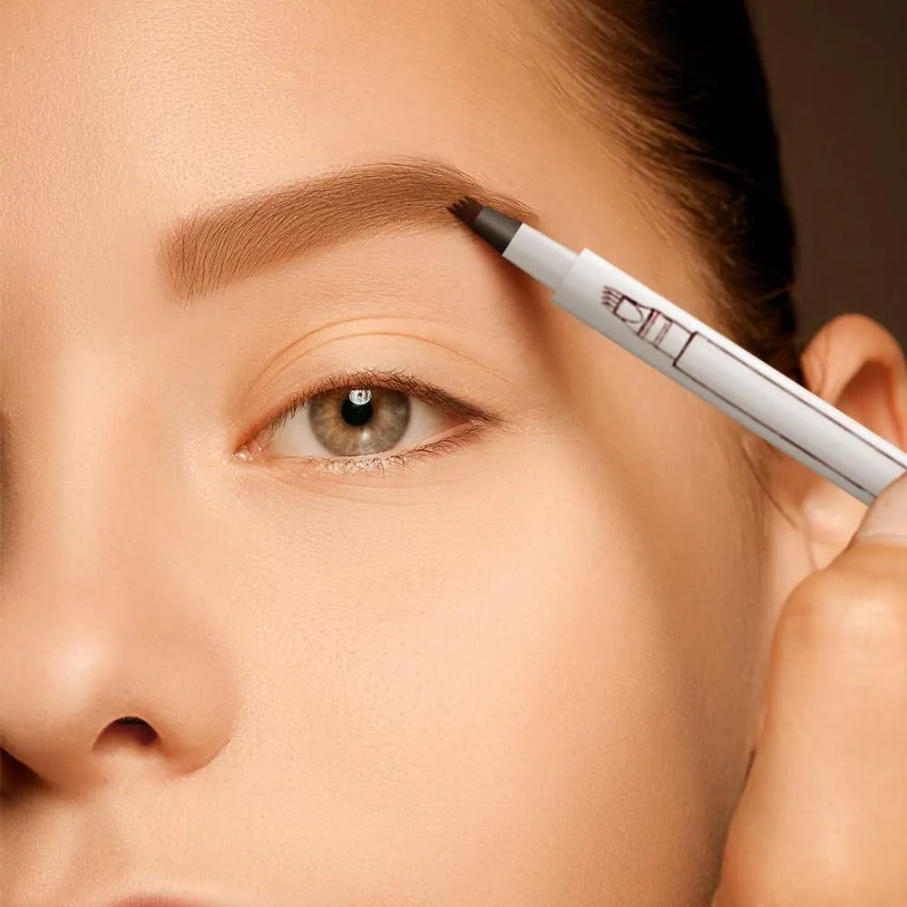 2025 New Waterproof Eyebrow Pencil with Micro-fork Tip, 3D Waterproof Microblading Eyebrow Pen 4 Fork Tip Tattoo Pencil, Eye Brow Pencils Makeup Long Lasting Fine Stroke Pencils (Grey)