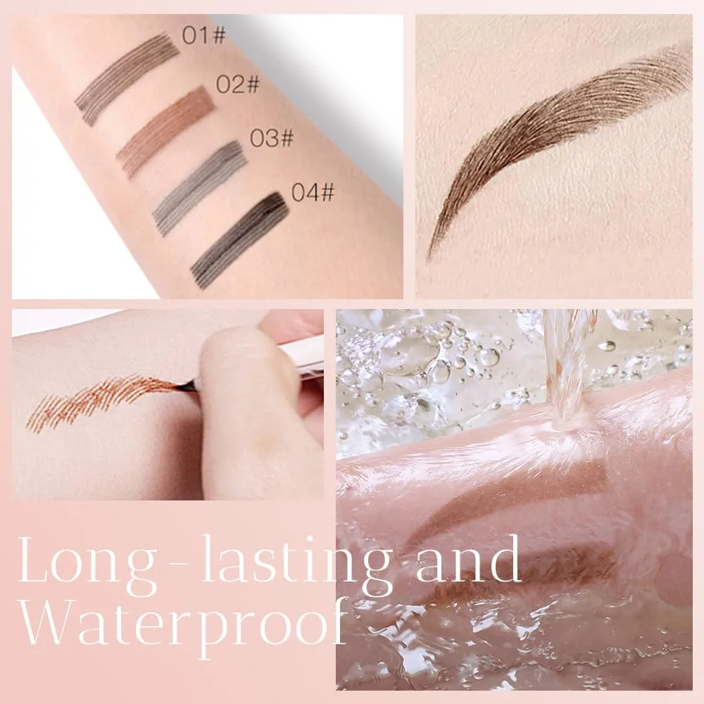 2025 New Waterproof Eyebrow Pencil with Micro-fork Tip, 3D Waterproof Microblading Eyebrow Pen 4 Fork Tip Tattoo Pencil, Eye Brow Pencils Makeup Long Lasting Fine Stroke Pencils (Grey)