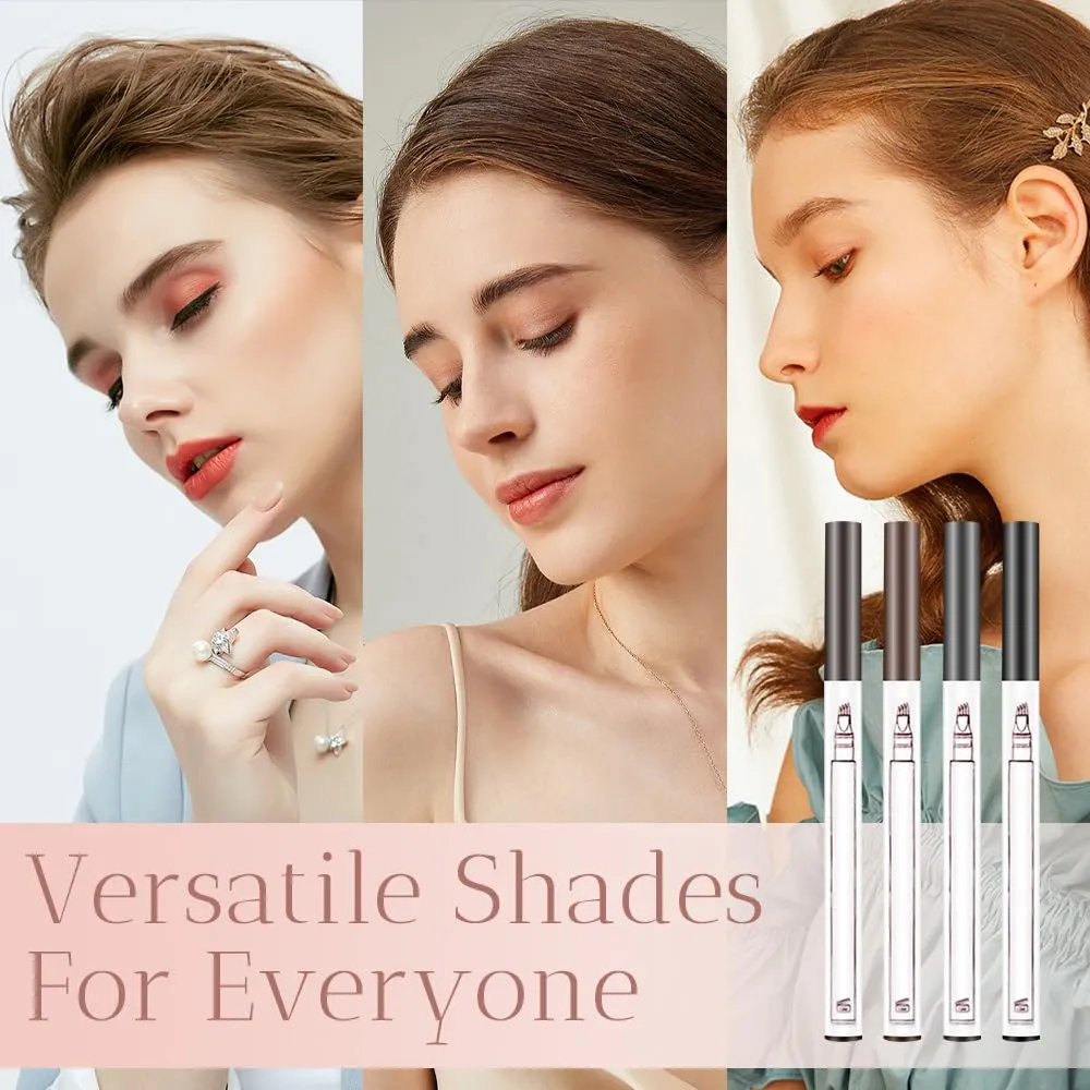 2025 New Waterproof Eyebrow Pencil with Micro-fork Tip, 3D Waterproof Microblading Eyebrow Pen 4 Fork Tip Tattoo Pencil, Eye Brow Pencils Makeup Long Lasting Fine Stroke Pencils (Grey)