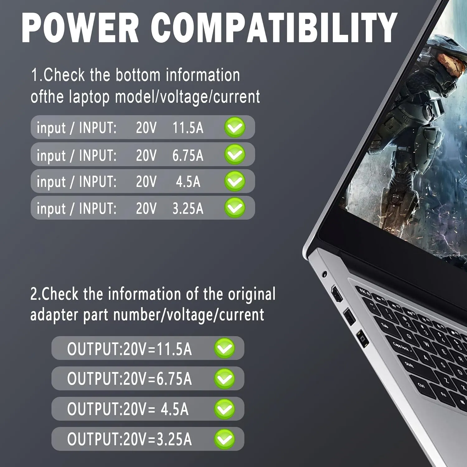 20V 6.75A 135W AC Power Adapter Laptop Charger Compatible with Lenovo IdeaPad Y40-70 Y50-70 Y50-70AM-IFI Y70-70 Y700 Z710 Power Cord