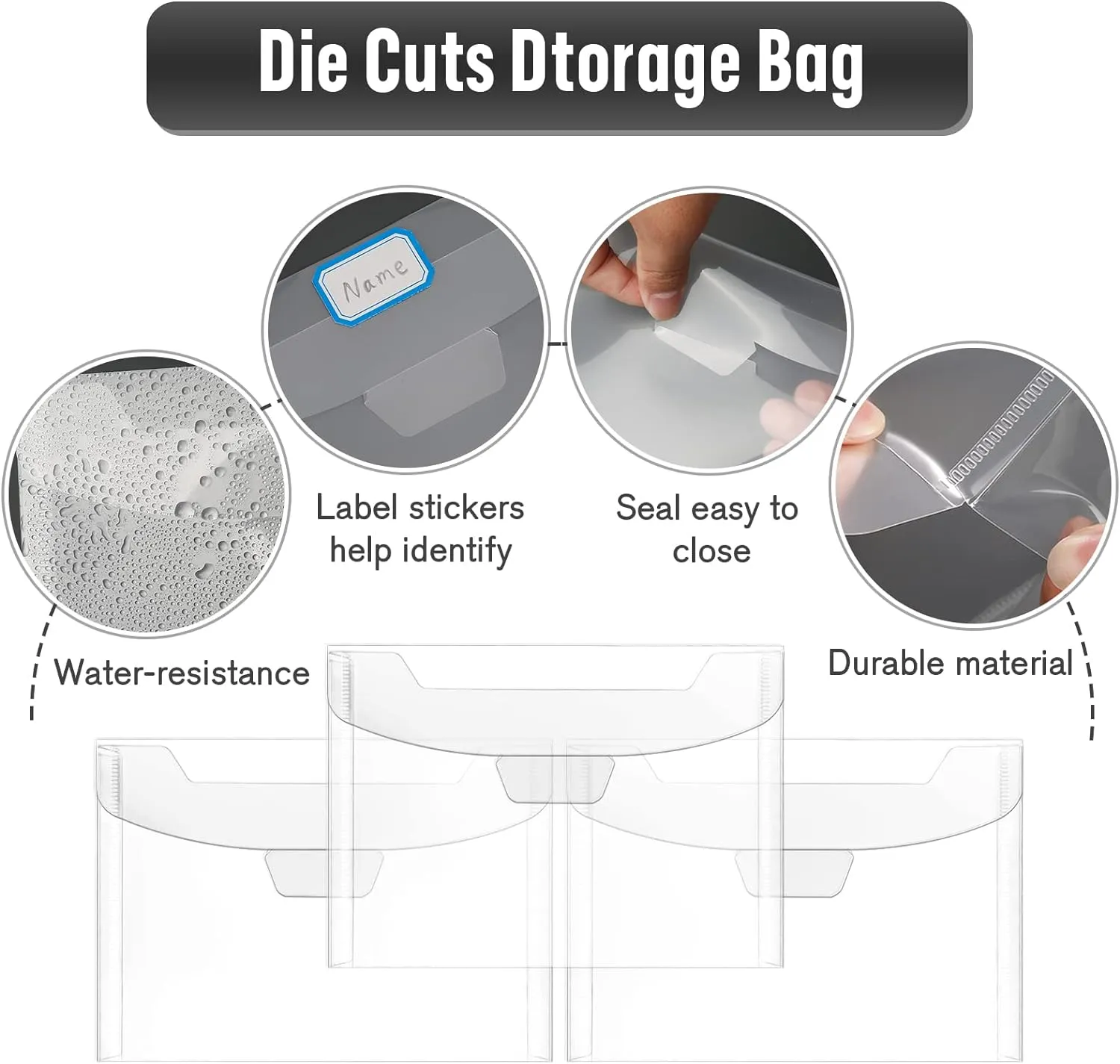 21 Pcs Clear Stamp and 9.4 x 7 inch Die Storage Bag with Rubber Magnetic Sheets Resealable Storage Pocket Large Envelope Case Cutting Dies Stencil Organizer for Card Making