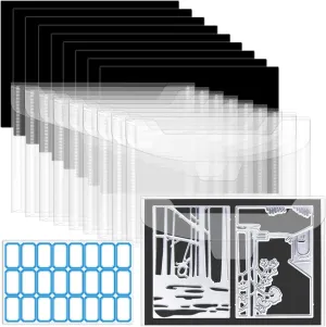 21 Pcs Clear Stamp and 9.4 x 7 inch Die Storage Bag with Rubber Magnetic Sheets Resealable Storage Pocket Large Envelope Case Cutting Dies Stencil Organizer for Card Making