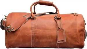 24 Inch Leather Duffel Bags for Men and Women Full Grain Leather Travel Overnight Weekend Leather Bags Sports Gym Duffel for Men
