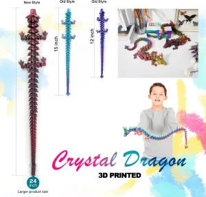24 ”Large 3D Dragon,Flexible Articulated Dragon,Crystal Dragon Toy,3D Printed Gift for Festival,Home Decoration, Executive Desk Decorations
