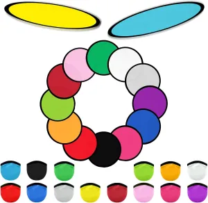 28/56/140 PCS Foldable Flying Disc Fans with Bags, 9.8'' DIY Handheld Black Egde Fabric Folding Fan for Outdoor Game Activities Birthday Party Favors Gifts, 14 Colors