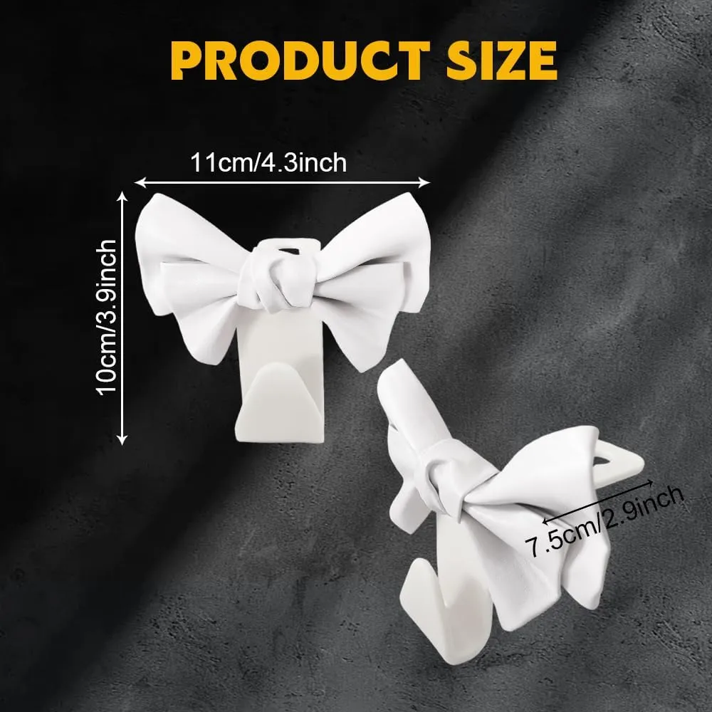 2PCS Car Purse Hook for Car Hooks for Purses and Bags, Car Seat Back Hook, Cute Bow Car Seat Headrest Hook, Car Interior Decoration Accessories Automotive Purse Hook Hanger Fit SUV (White)