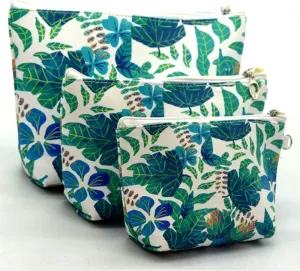 3 Pack Beautiful and Multifunctional Waterproof Makeup Cases or Cosmatic Bags or Travel Toiletry Pouch or Storage Bags or Purse for Women Girls (3, Green Rainforest)