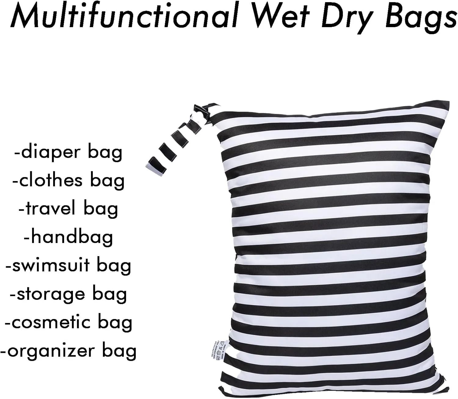 3 Pack Wet Dry Bags Two Zipper Pockets Travel Beach Pool Reusable Waterproof Yoga Gym Bag for Baby Cloth Diaper Swimsuits Wet Clothes 3L01