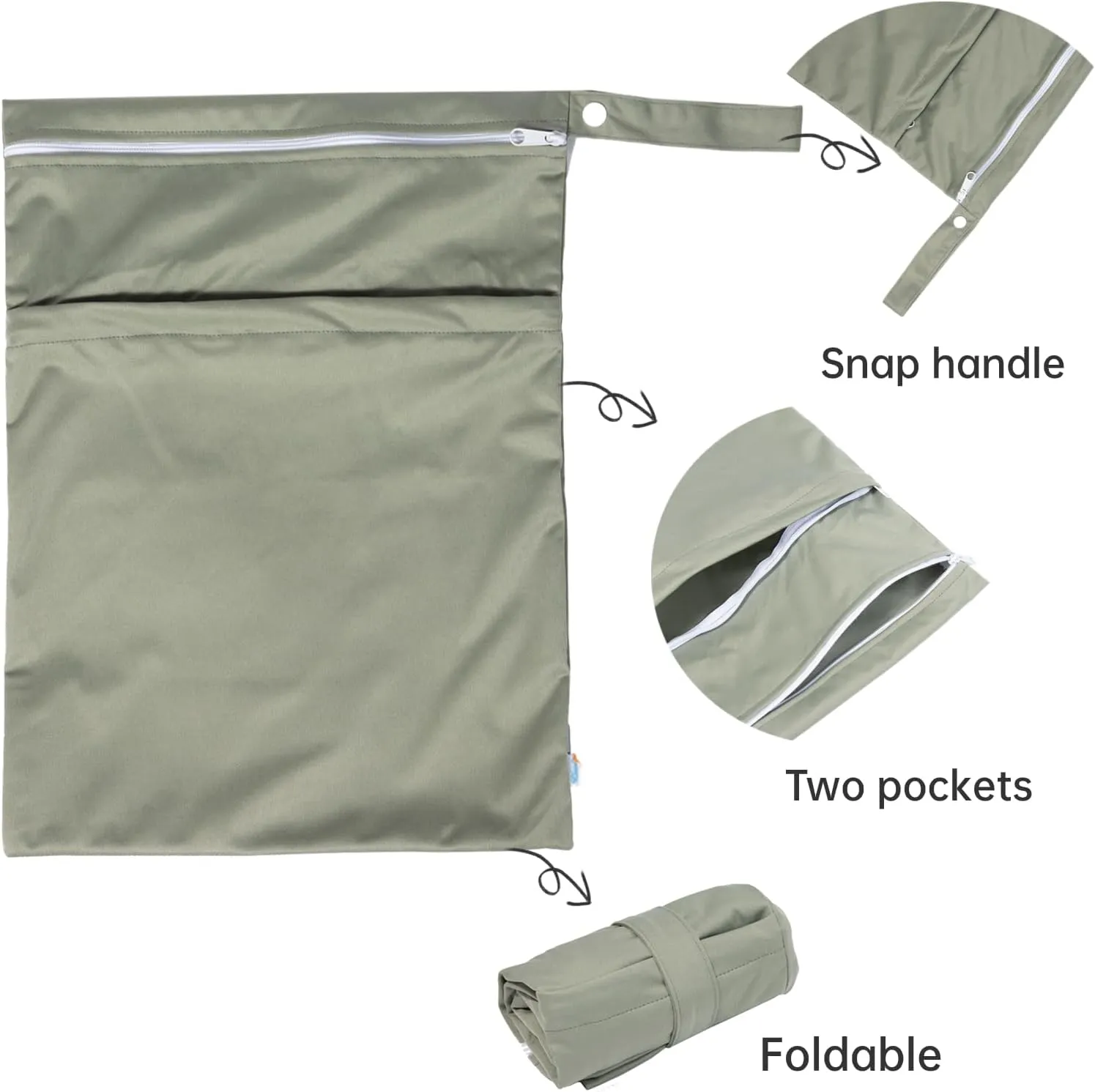 3 Pack Wet Dry Bags Two Zipper Pockets Travel Beach Pool Reusable Waterproof Yoga Gym Bag for Baby Cloth Diaper Swimsuits Wet Clothes 3L01