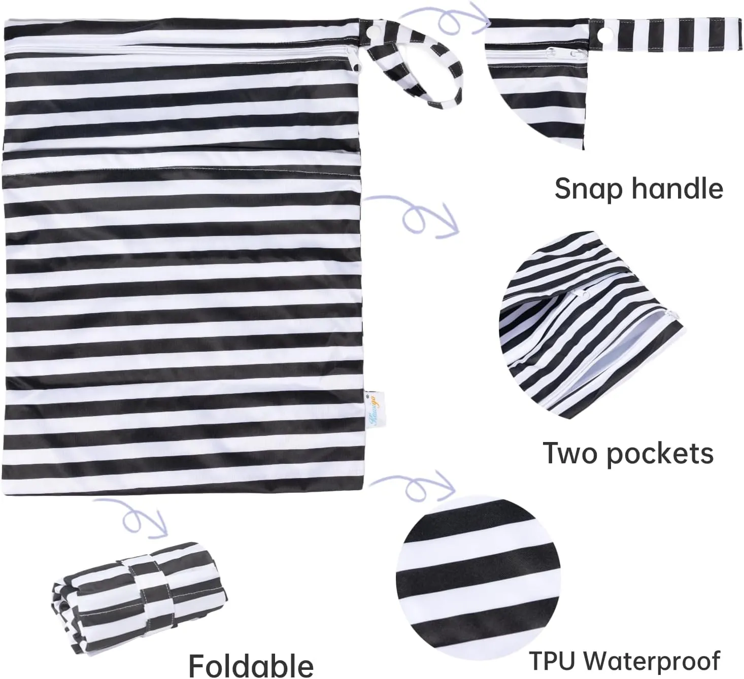 3 Pack Wet Dry Bags Two Zipper Pockets Travel Beach Pool Reusable Waterproof Yoga Gym Bag for Baby Cloth Diaper Swimsuits Wet Clothes 3L01