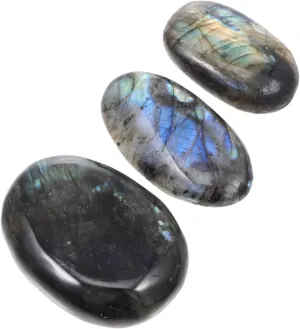 3Pcs Handheld Natural Crystal Stones for Meditation Unique Moonstone Desktop Adornment Decorative Tumbled Crystals for Home Office for Relief and Relaxation