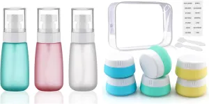 3PCS Travel Spray Bottles TSA Approved with 6 PCS Travel Size Containers for Toiletries