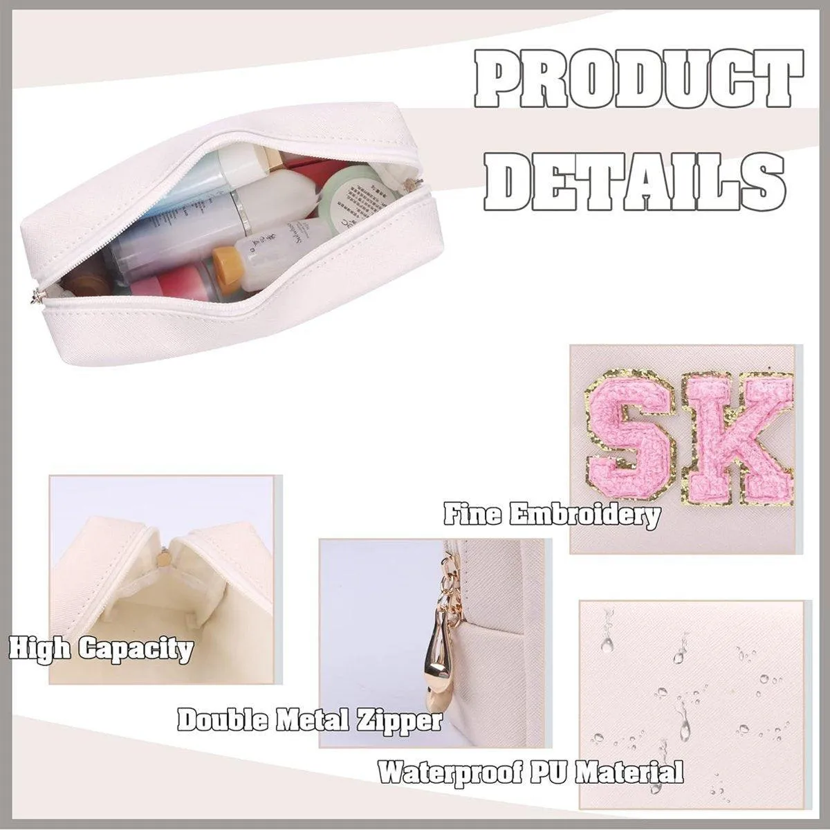 3PCS Waterproof Cosmetic Bag Large Capacity Toiletry Organizer Portable Bag