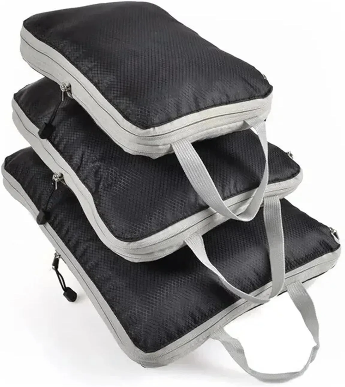 3pcs/set Black/Blue Compressible Travel Organizer Portable Large Capacity Suitcase Luggage Packing Case Best travel must haves(3pcs black)