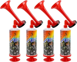 4 Pack Loud Air Horn, Mini Air Horn Noisemakers Toys Handheld Pump Air Horn Loud Safety Horn for Sporting Events, Birthday Party, Football Match, Celebrations, Boats(Red)