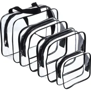 4 Pieces Clear Make-up Bags Travel Toiletry Bag Organizers for Traveling Portable Cosmetic Pouch Set with Zipper Handle, Business Trip and School Bathroom, Water-proof