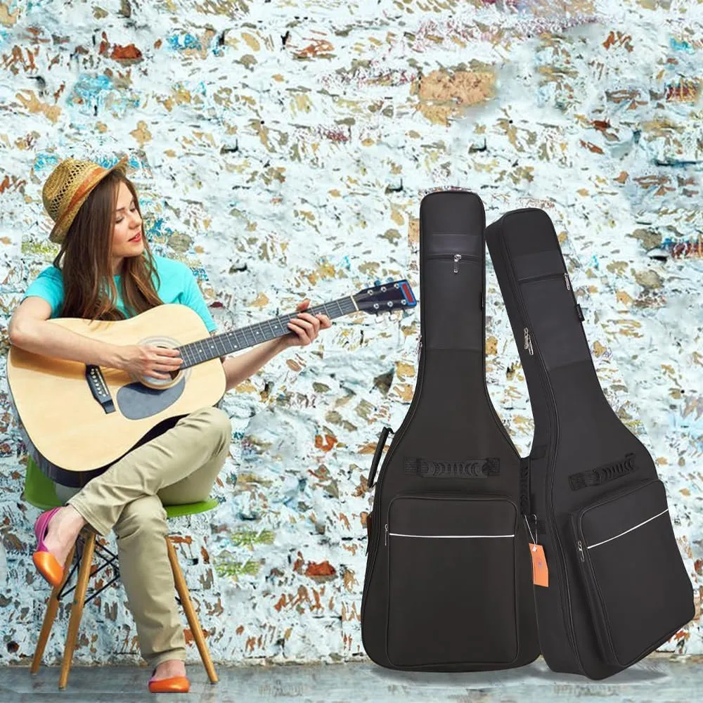 41 Inch Acoustic guitar Bag 0.35 Inch Thick Padding Water Resistent Dual Adjustable Shoulder Strap Case,40 Inch Guitar gig Bag with Back Hanger Loop case