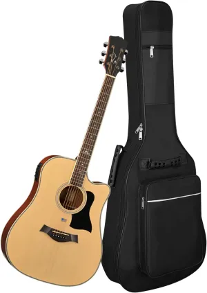 41 Inch Acoustic guitar Bag 0.35 Inch Thick Padding Water Resistent Dual Adjustable Shoulder Strap Case,40 Inch Guitar gig Bag with Back Hanger Loop case