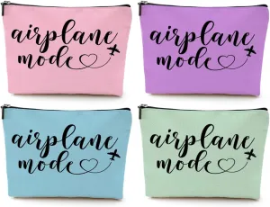 4PCS Funny Airplane Travel Gifts for Women Makeup Bag Travel Essentials Cosmetic Bag Traveling Toiletry Bags Flight Vacation Gifts for Teen Girls Travelers Girls Trip Mothers Day Christmas Graduation