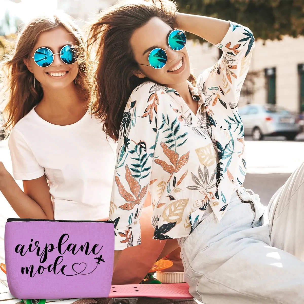 4PCS Funny Airplane Travel Gifts for Women Makeup Bag Travel Essentials Cosmetic Bag Traveling Toiletry Bags Flight Vacation Gifts for Teen Girls Travelers Girls Trip Mothers Day Christmas Graduation