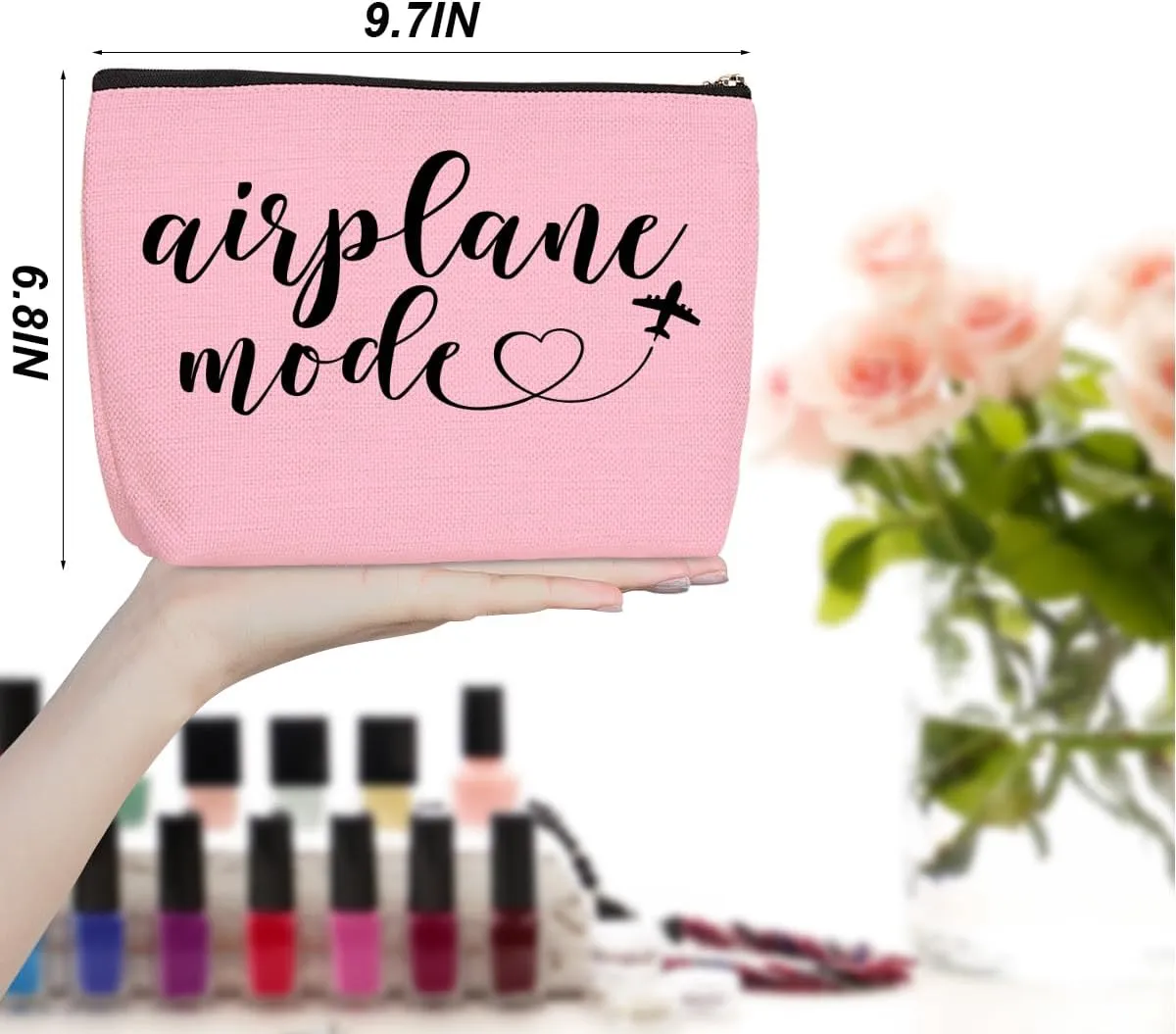 4PCS Funny Airplane Travel Gifts for Women Makeup Bag Travel Essentials Cosmetic Bag Traveling Toiletry Bags Flight Vacation Gifts for Teen Girls Travelers Girls Trip Mothers Day Christmas Graduation