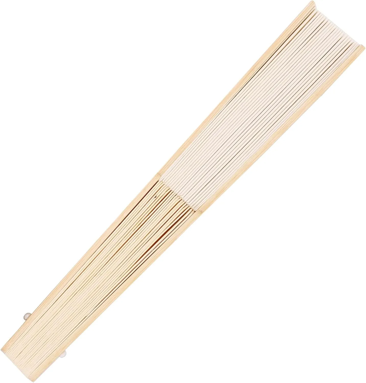 50pcs Paper Hand Fan with Organza Bags Bamboo Handheld Folding Fans DIY Decorative Wedding Party Favors (Cream)
